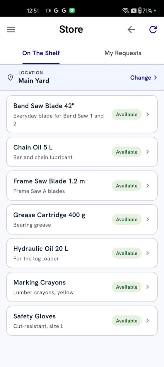 Store on the phone: items on the shelf with availability